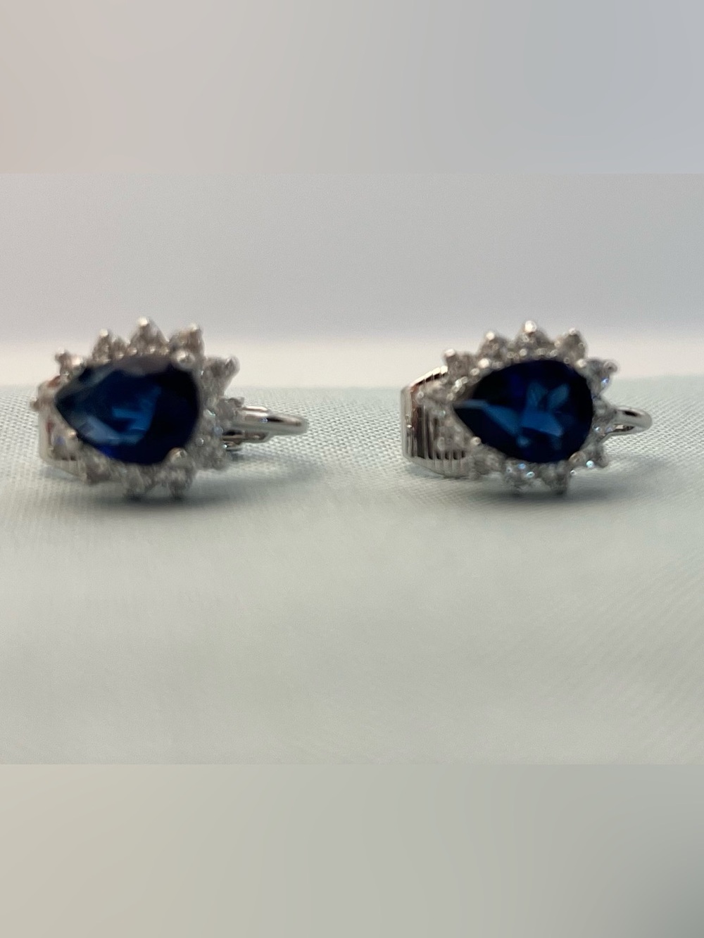 Lab-made Clip-on Sapphire Earrings
